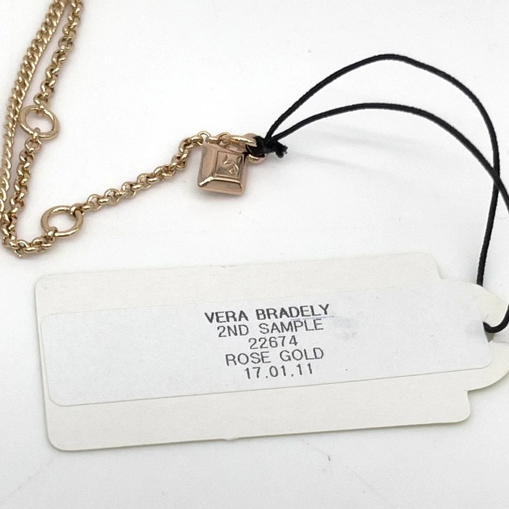 Vera Bradley Swallow Bird Pendant Necklace Womens OS Rose Gold Purple Rhinestone